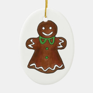 Gingerbread Lady Woman Christmas Holiday Cookies Ceramic Ornament