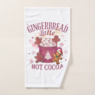 Gingerbread latte hot cocoa christmas hand towel