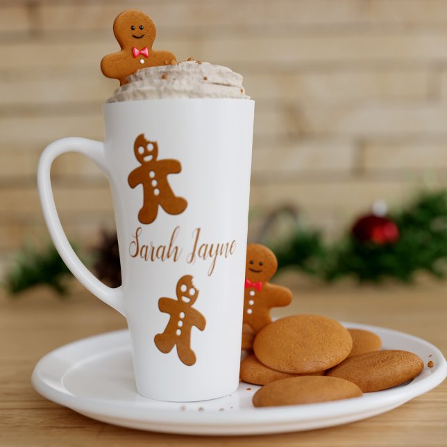 Gingerbread Latte Mug (A festive gingerbread man latte mug perfect for gingerbread lattes. Just add your name)