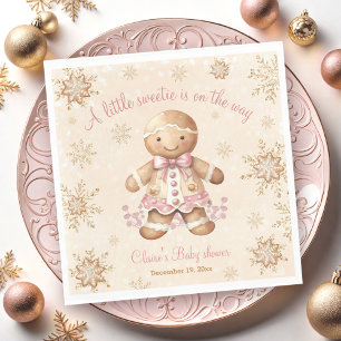 Gingerbread Little Sweetie Christmas Baby Shower Napkin
