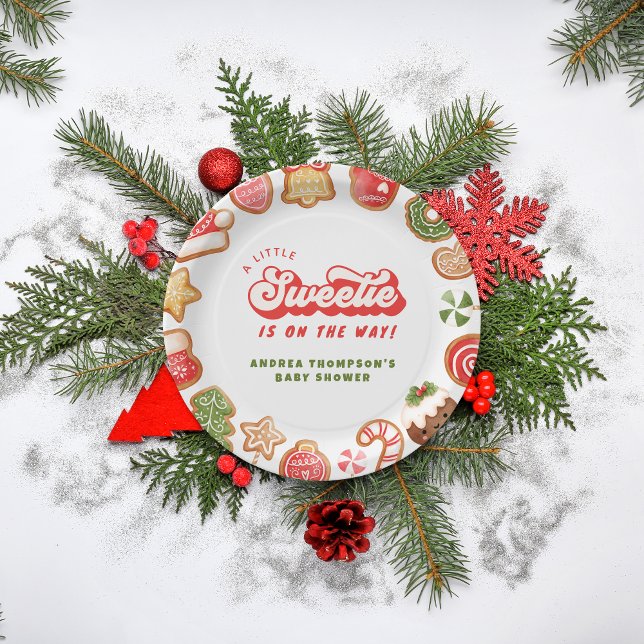 Gingerbread Little Sweetie Christmas Baby Shower Paper Plate (Creator Uploaded)