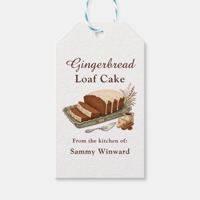 Gingerbread Loaf Cake Gift Tags (Front)