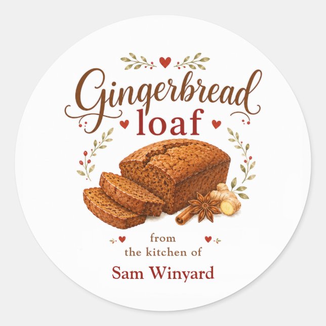 Gingerbread Loaf Christmas Baking Label (Front)
