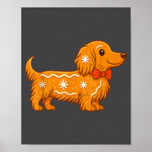 Gingerbread Long Hair Dachshund Christmas Pajama T Poster