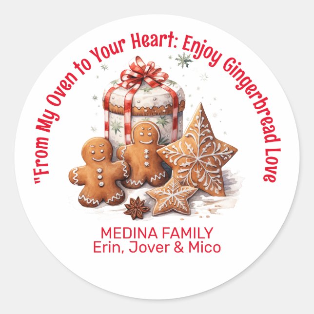 Gingerbread Love Christmas Classic Round Sticker (Front)
