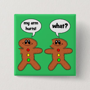 gingerbread man 15 cm square badge