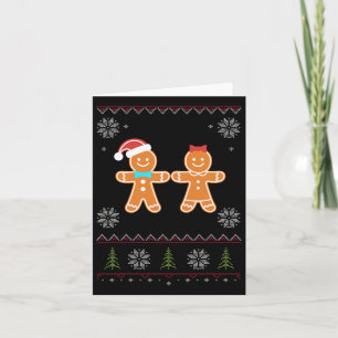 Gingerbread Man & Girl Ugly Sweater Christmas Card