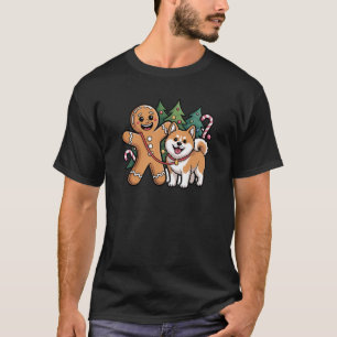GINGERBREAD MAN AND AKITA DOG  T-Shirt