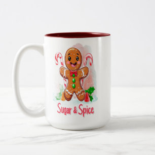 Gingerbread Man and Candy Cane Christmas Mug