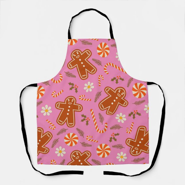 Gingerbread man and candy cane pattern   apron (Front)