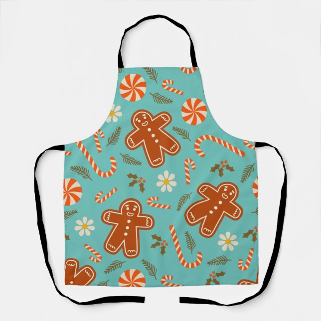 Gingerbread man and candy cane pattern  apron (Front)