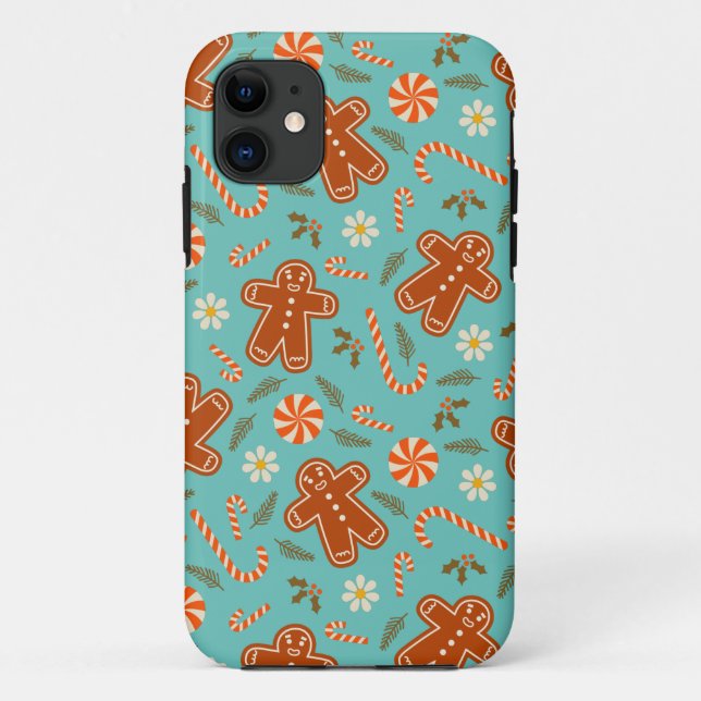 Gingerbread man and candy cane pattern Case-Mate iPhone case (Back)
