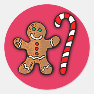 Gingerbread Man and Candy Cane Stickers