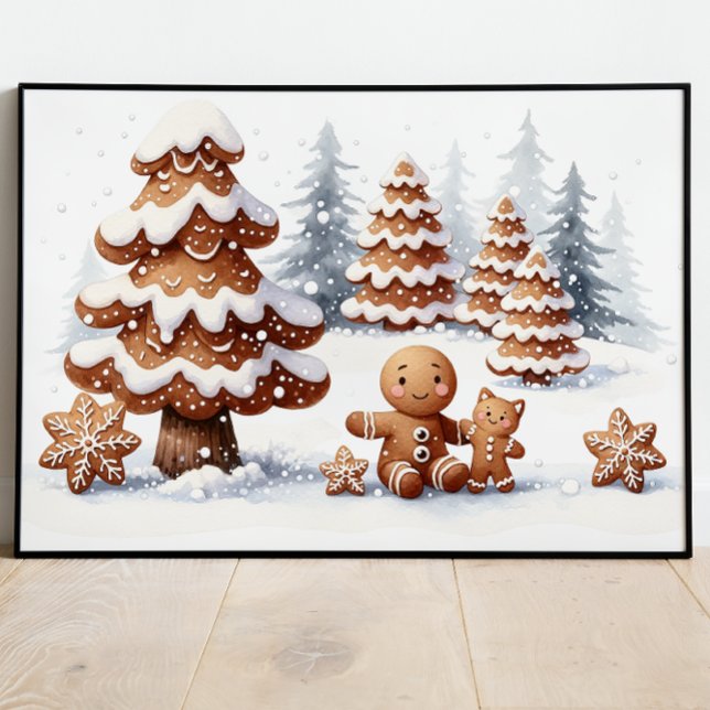 Gingerbread Man and Cat in the Snow Poster (Creator Uploaded)