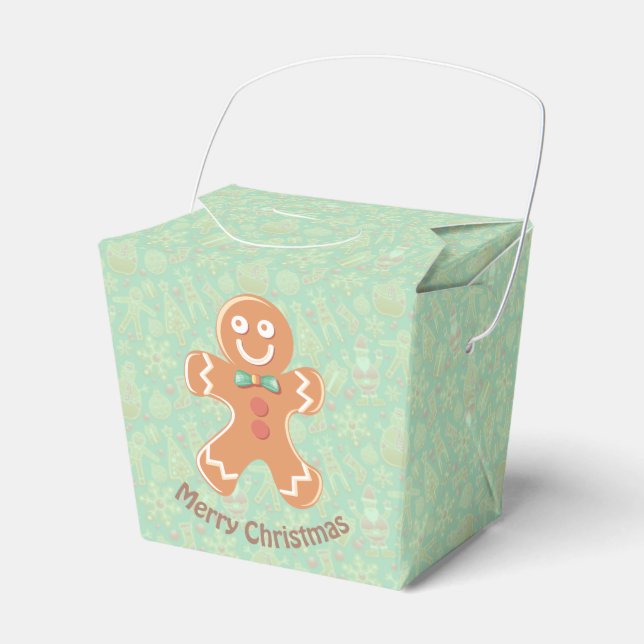 Gingerbread Man and Cookie Pattern Favour Box (Front Side)