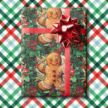 Gingerbread Man and Poinsettias Christmas Classics Wrapping Paper<br><div class="desc">Gingerbread Man and Poinsettias Christmas Classics Wrapping Paper</div>