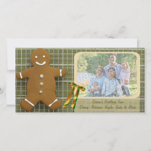 Gingerbread Man And Ribbon Photo Holiday Card