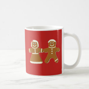 Gingerbread Man and Woman on Red Coffee Mug