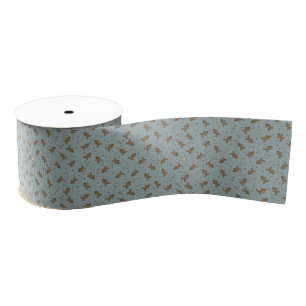 Gingerbread Man and Woman Ribbon on teal Grosgrain Ribbon