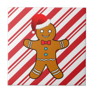 gingerbread man at christmas ceramic tile