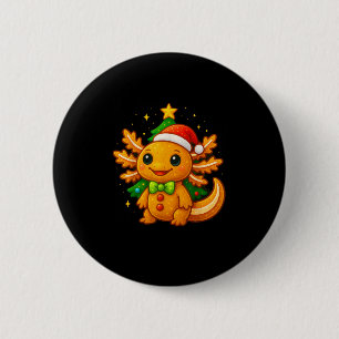 Gingerbread Man Axolotl Santa Hat Christmas Tree 6 Cm Round Badge