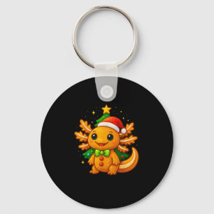 Gingerbread Man Axolotl Santa Hat Christmas Tree  Key Ring