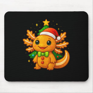 Gingerbread Man Axolotl Santa Hat Christmas Tree  Mouse Pad
