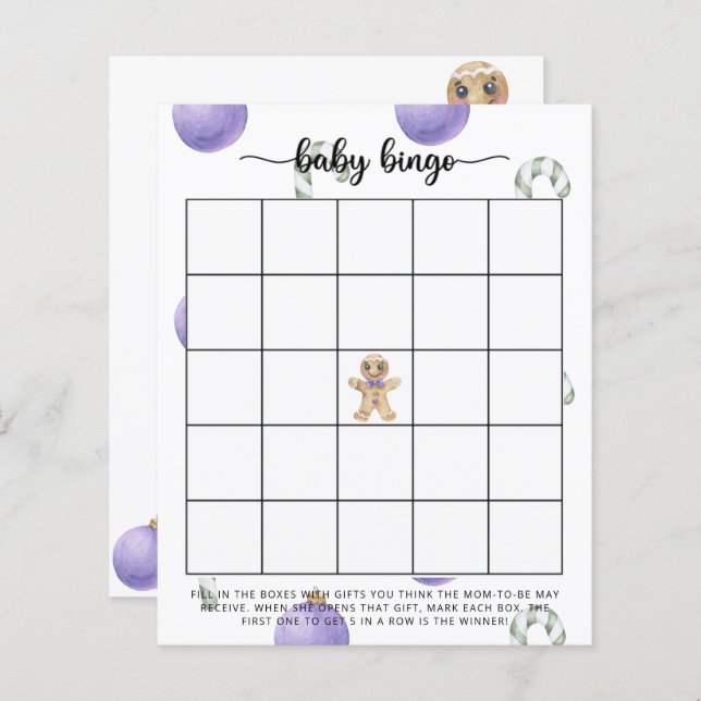 Gingerbread man - Baby shower bingo game (Front/Back)