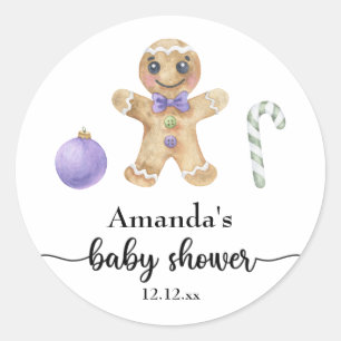 Gingerbread man baby shower classic round sticker