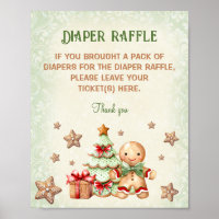 Gingerbread Man Baby Shower Diaper Raffle Sign