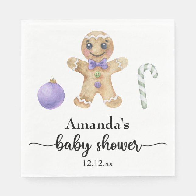 Gingerbread man baby shower napkin (Front)