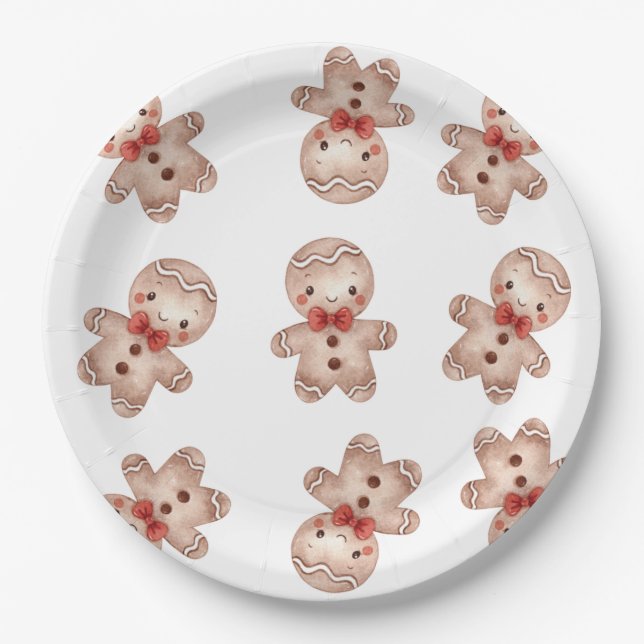 Gingerbread Man Baby Shower Paper Plate (Front)