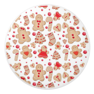 Gingerbread Man Baked Cookies Rustic Whimsical Ceramic Knob