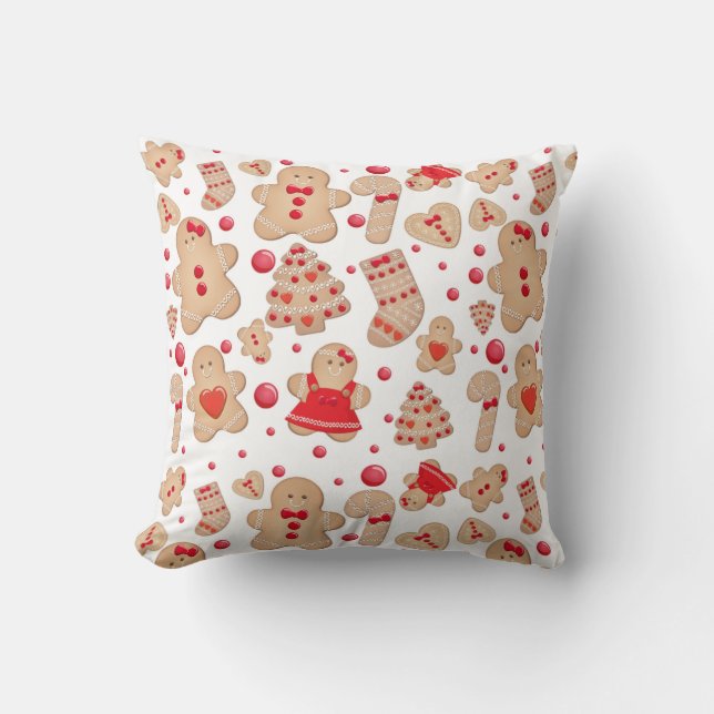 Gingerbread Man Baked Cookies Rustic Whimsical Cushion (Front)