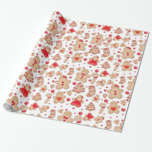 Gingerbread Man Baked Cookies Rustic Whimsical Wrapping Paper