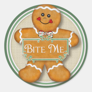 Gingerbread Man - Bite Me Classic Round Sticker