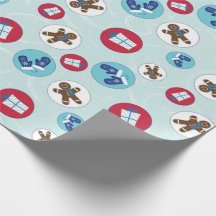 Gingerbread Man Blue Circles Christmas and Holiday