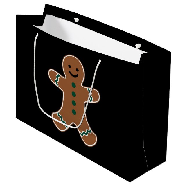 Gingerbread Man Body Costume for Christmas Large Gift Bag (Front Angled)