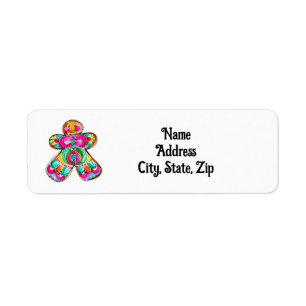 Gingerbread Man Boho Cute Pink Christmas Address Return Address Label