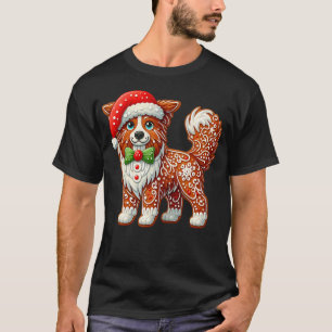 Gingerbread Man Border Collie Dog Christmas Womens T-Shirt