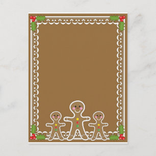 Gingerbread Man Border Postcard