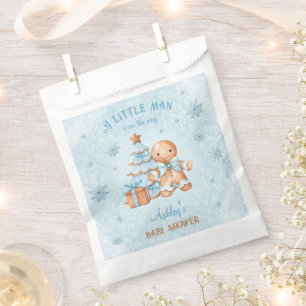 Gingerbread Man Boy Blue Christmas Baby Shower Favour Bag