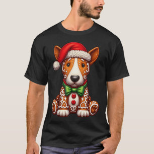 Gingerbread Man Bull Terrier Dog Christmas Womens T-Shirt