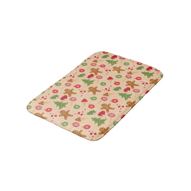 Gingerbread Man, Candy and ice cream Bath Mat (Angled)