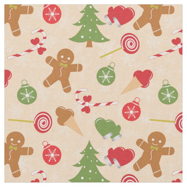 Gingerbread Man, Candy and ice cream Fabric (Close Up)