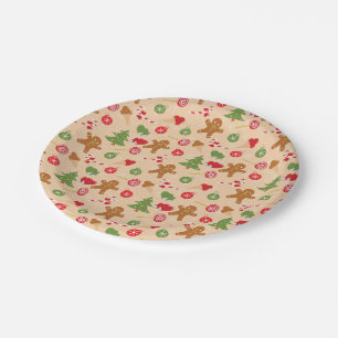 Gingerbread Man, Candy and ice cream Paper Plate