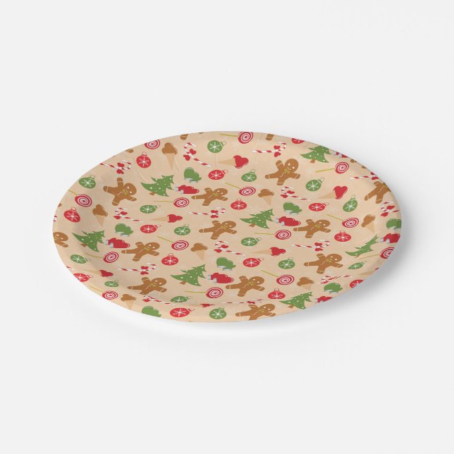 Gingerbread Man, Candy and ice cream Paper Plate (Angled)