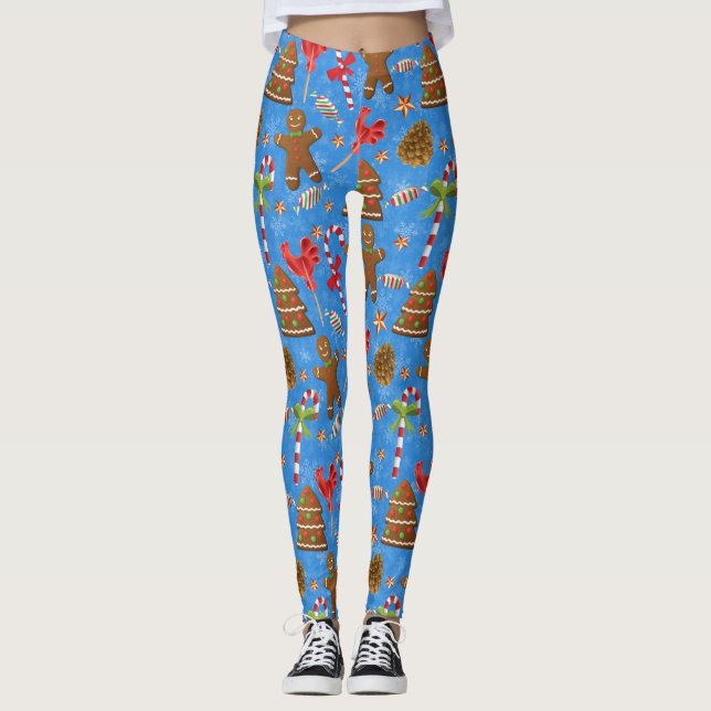 Gingerbread Man,Candy and lollipop Leggings (Front)