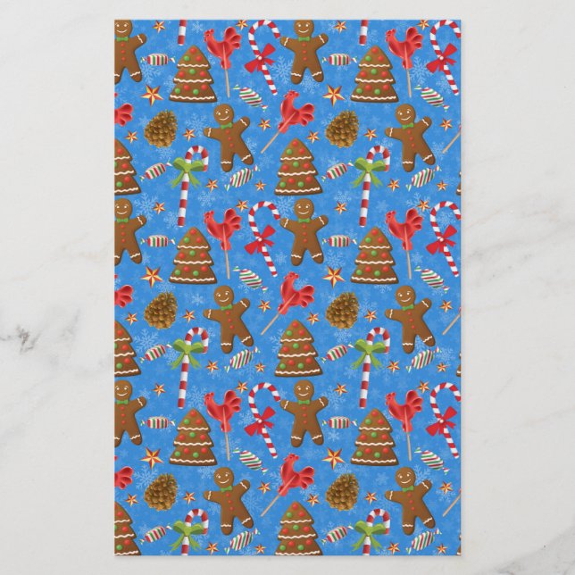 Gingerbread Man,Candy and lollipop Stationery (Front)