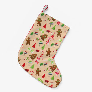 Gingerbread Man,Candy and santa hat Small Christmas Stocking
